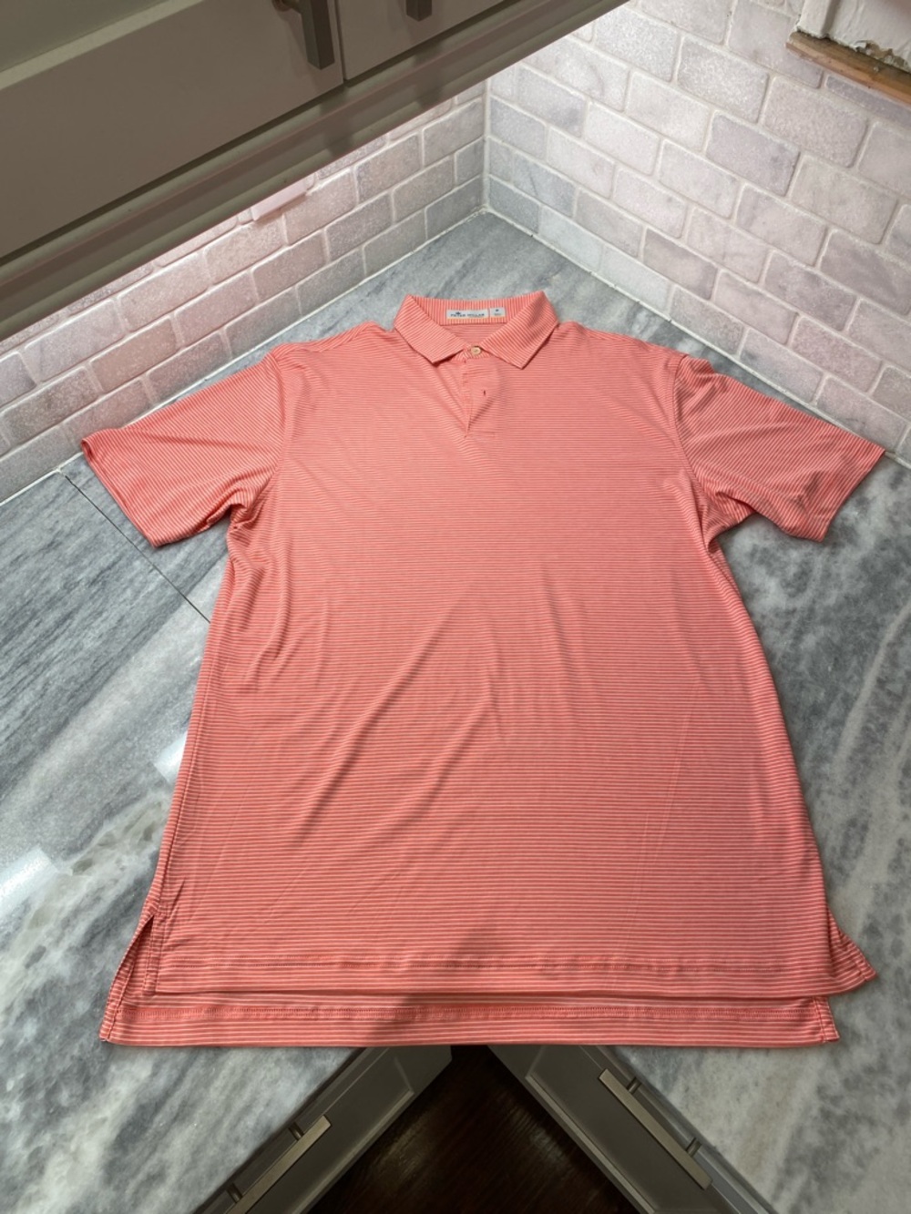 Peter Millar Coral Pink Striped Polo